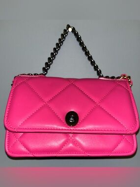 NWOT  Quilted Hot Pink Woven Chain Crossbody/Shoulder/Handbag